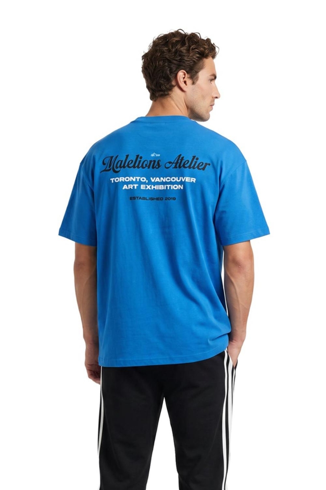 Malelions blauwe heren t-shirt | Model achteraanzicht