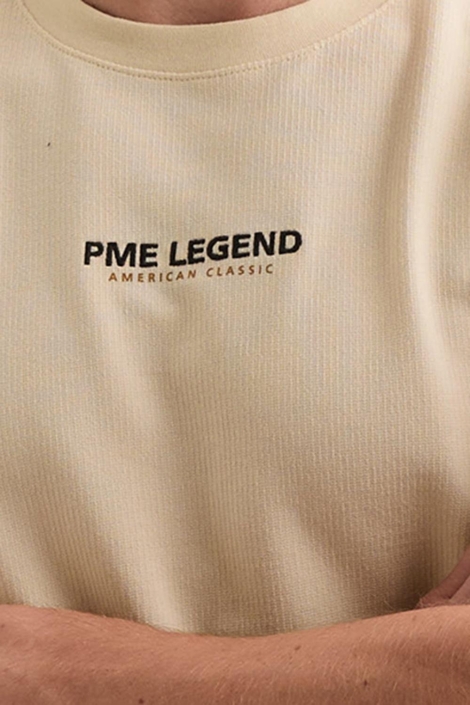 PME legend beige heren t-shirt | Close up