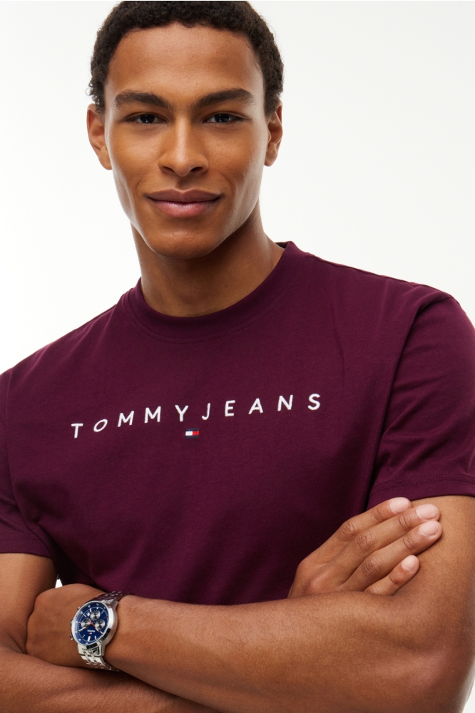 Tommy Jeans bordeaux heren t-shirt | Close up