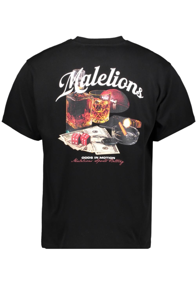 Malelions zwarte heren t-shirt | Achteraanzicht