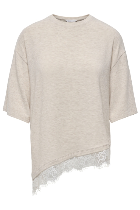 Only beige dames t-shirt | Vooraanzicht