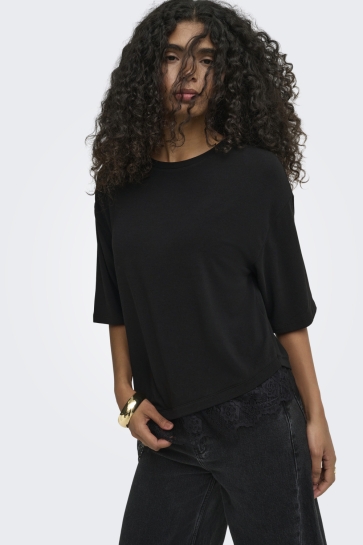 Only T-shirt ONLGLAMOUR S/S LACE T-SHIRT JRS 15391753 Black/BLACK LACE