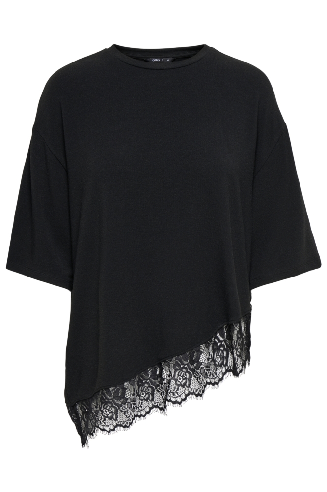 Only zwarte dames t-shirt | Vooraanzicht