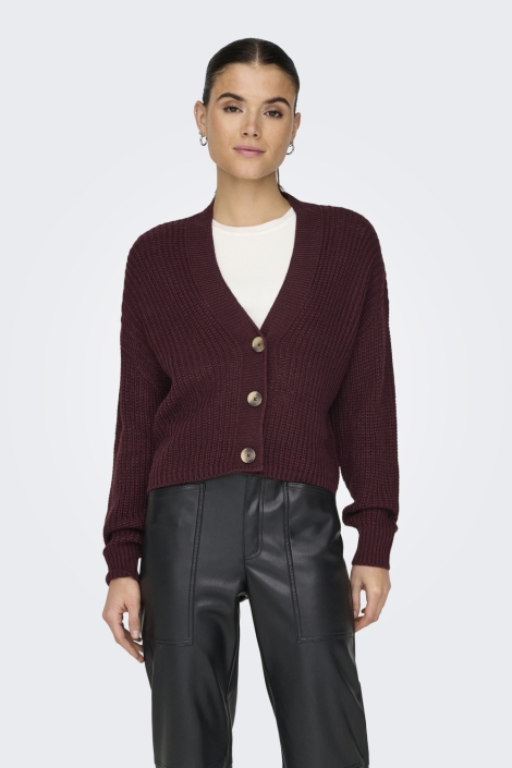 Only bordeaux dames vest | Model vooraanzicht
