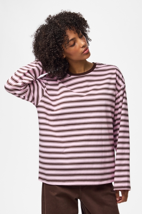 Pieces roze dames t-shirt | Model vooraanzicht