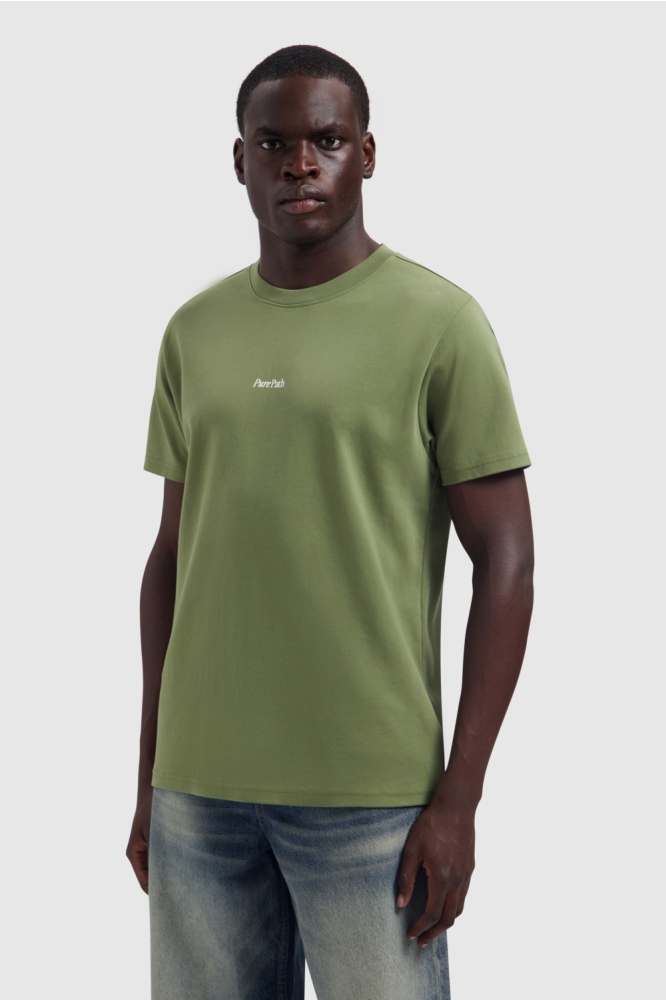 Pure Path groene heren t-shirt | Model vooraanzicht