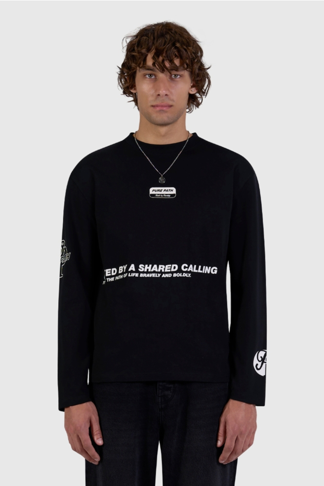 Pure Path zwarte heren t-shirt | Model vooraanzicht