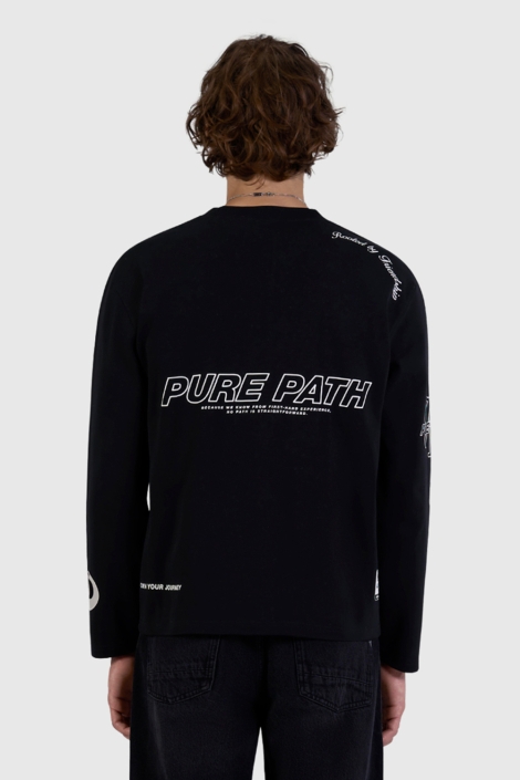 Pure Path zwarte heren t-shirt | Model achteraanzicht