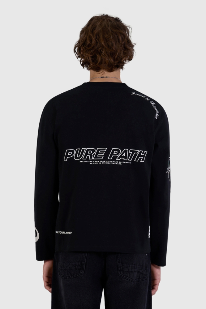 Pure Path zwarte heren t-shirt | Model achteraanzicht