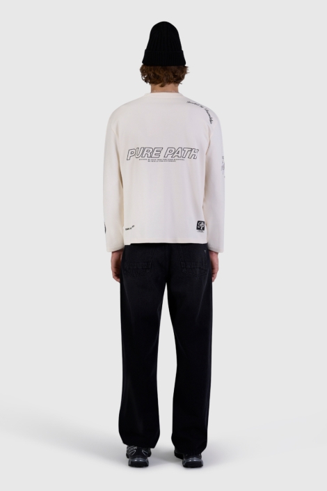 Pure Path ecru heren t-shirt | Model