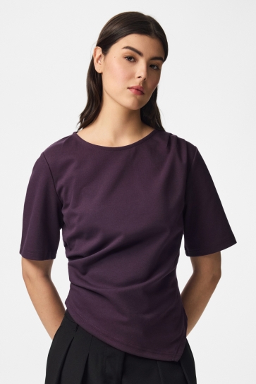 Pieces T-shirt PCVICTORIA 2/4 DRAPED TOP JRS BC 17168564 Plum Perfect