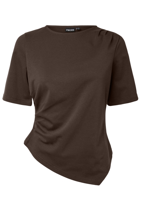 Pieces bruine dames t-shirt | Vooraanzicht
