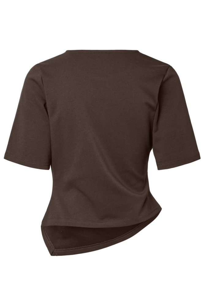Pieces bruine dames t-shirt | Achteraanzicht