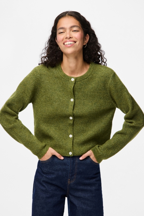 Pieces groene dames vest | Model vooraanzicht