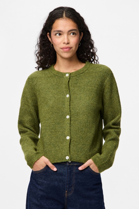 Pieces groene dames vest | Model vooraanzicht