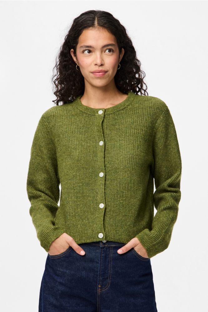 Pieces groene dames vest | Model vooraanzicht