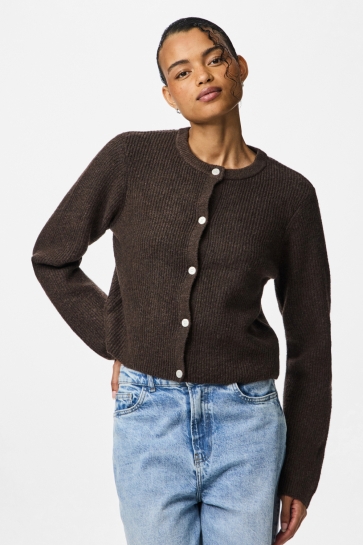 Pieces pcsilly ls o-neck knit cardigan noo Bruin
