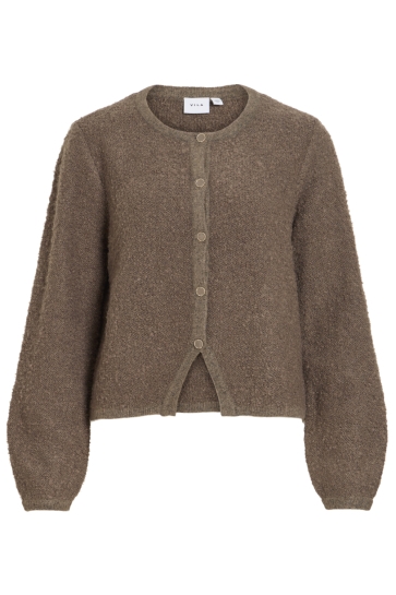 Vila vipigga o-neck l/s knit jacket noos Camel