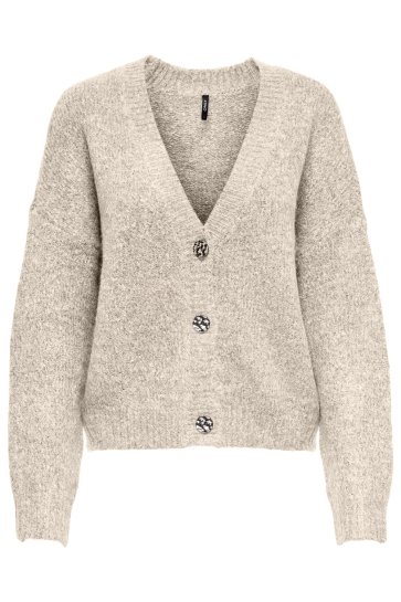 Only Vest ONLZOEY L/S V-NECK CARDIGAN KNT NOO 15215618 Whitecap Gray/W.MELANGE