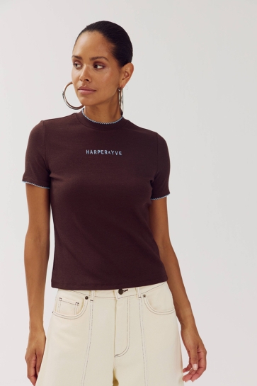 Harper & Yve T-shirt CAMMY SS AW6P400 1025 HOT FUDGE