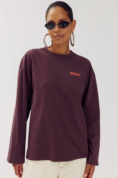 Harper & Yve paarse dames t-shirt | Model vooraanzicht