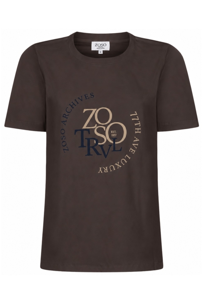 Zoso bruine dames t-shirt | Vooraanzicht