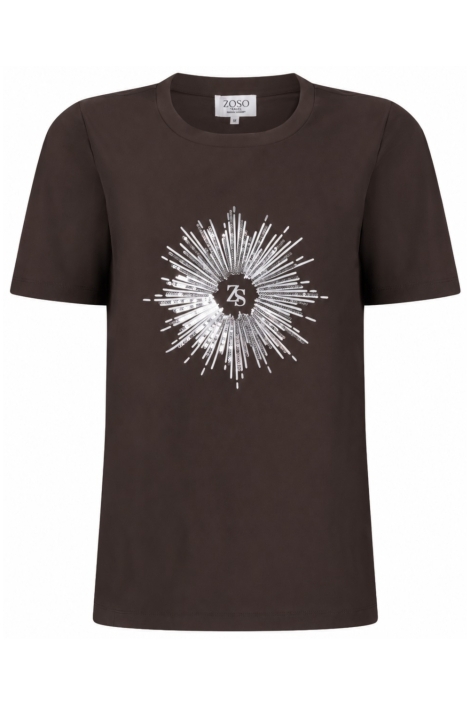 Zoso bruine dames t-shirt | Vooraanzicht