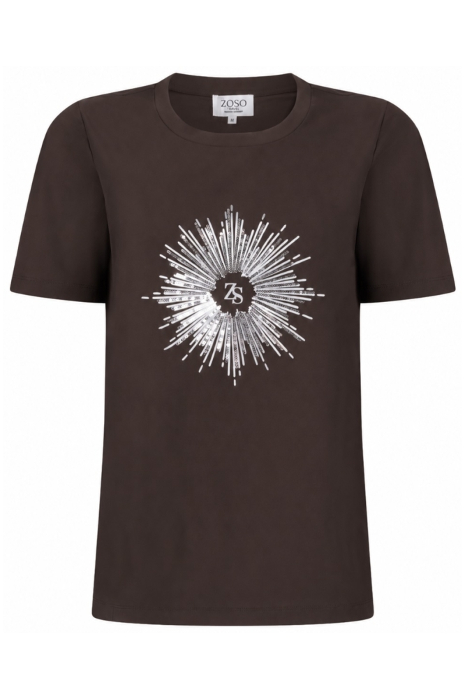 Zoso bruine dames t-shirt | Vooraanzicht