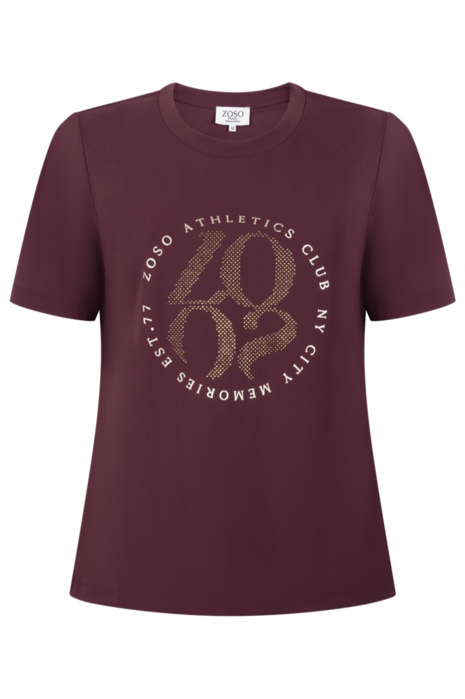 Zoso bordeaux dames t-shirt | Vooraanzicht