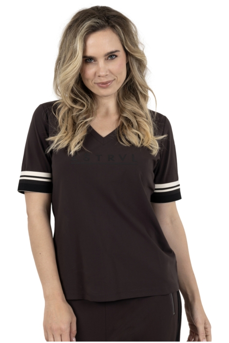 Zoso bruine dames t-shirt | Model vooraanzicht