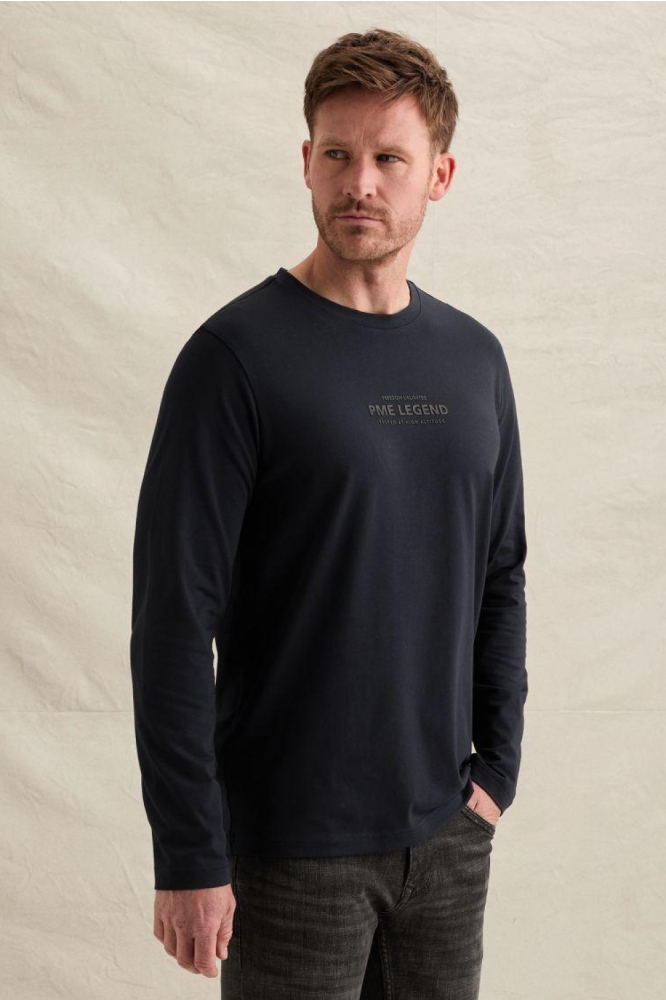 PME legend blauwe heren t-shirt | Model vooraanzicht