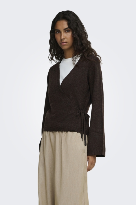Jacqueline de Yong bruine dames vest | Model zijaanzicht