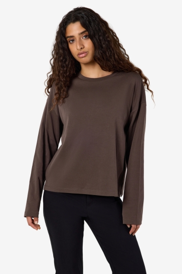 Noisy may T-shirt NMMOCCA L/S REGULAR FIT TOP JRS NOO 27034818 Chocolate Brown