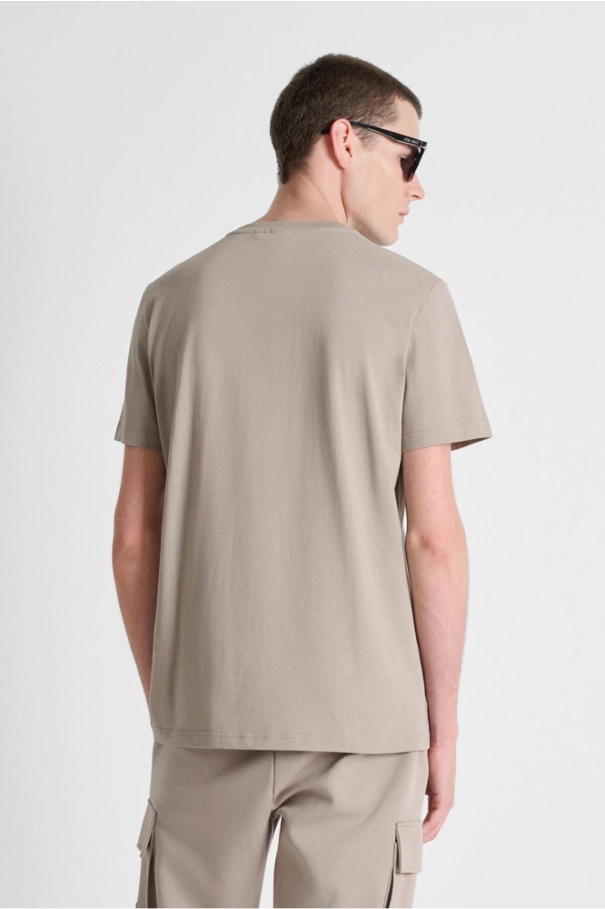 Antony Morato taupe heren t-shirt | Model achteraanzicht