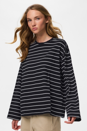 Pieces T-shirt PCSADIE LS TOP JRS NOOS BC 17146655 Black/NEW CLOUD DANCER