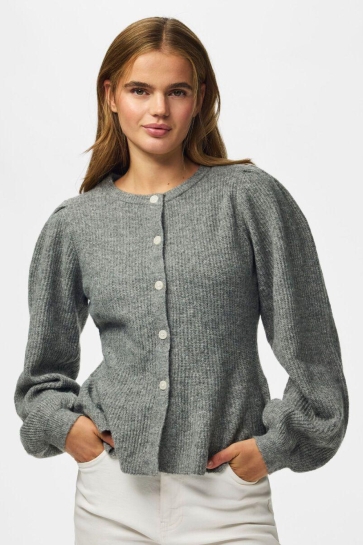Pieces Vest PCSILLY LS PUFF KNIT CARDIGAN NOOS 17166689 Medium Grey Melange