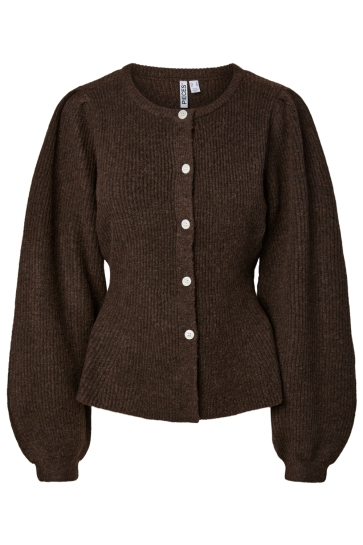 Pieces Vest PCSILLY LS PUFF KNIT CARDIGAN NOOS 17166689 Hot Fudge/Melange
