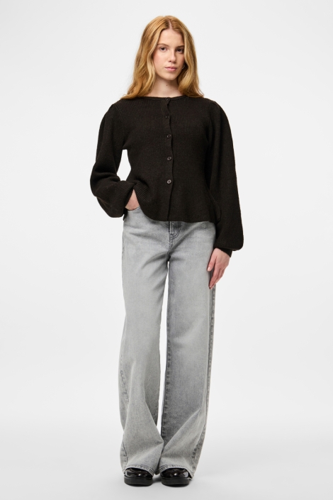 Pieces bruine dames vest | Model vooraanzicht
