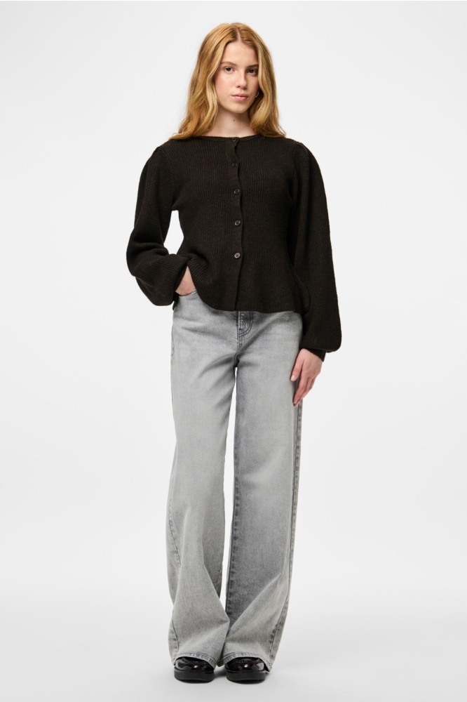 Pieces bruine dames vest | Model vooraanzicht
