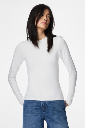 Pieces T-shirt PCLULA LS TOP JRS NOOS 17162315 Bright White
