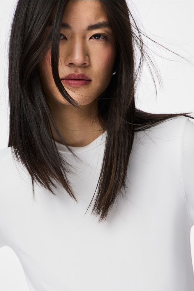 Pieces witte dames t-shirt | Close up