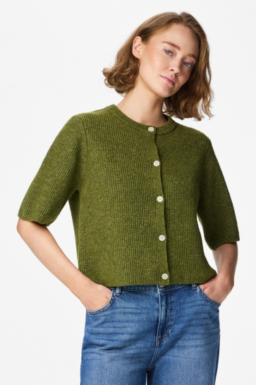 Pieces pcsilly ss o-neck knit cardigan noo Groen