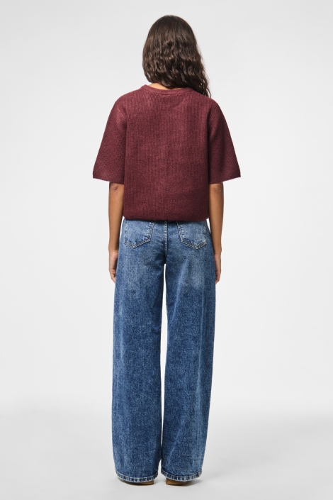 Pieces bordeaux dames vest | Model achteraanzicht