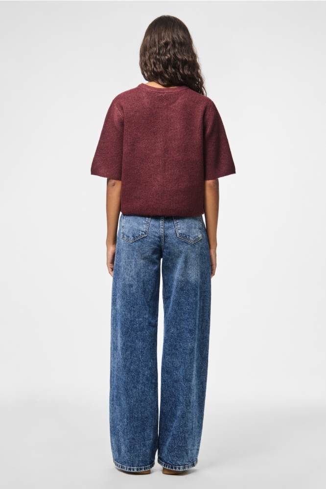 Pieces bordeaux dames vest | Model achteraanzicht