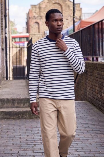 Jack & Jones T-shirt JORSALAMANCO LS STRIPE TEE CREWNECK 12315929 Navy Blazer