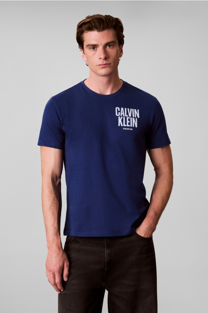 Calvin Klein blauwe heren t-shirt | Model vooraanzicht