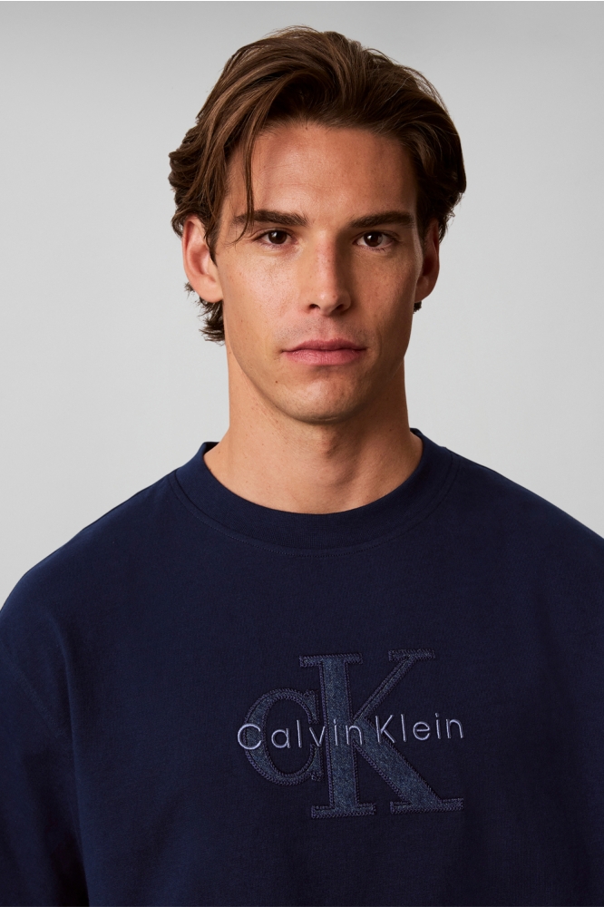 Calvin Klein blauwe heren t-shirt | Close up