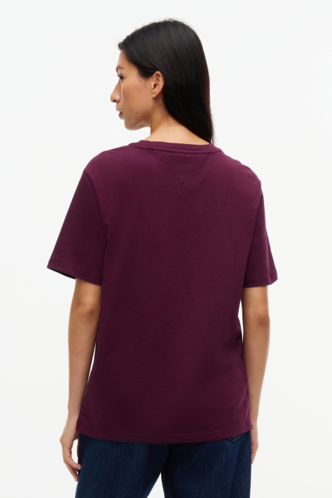 Tommy Jeans bordeaux dames t-shirt | Model achteraanzicht