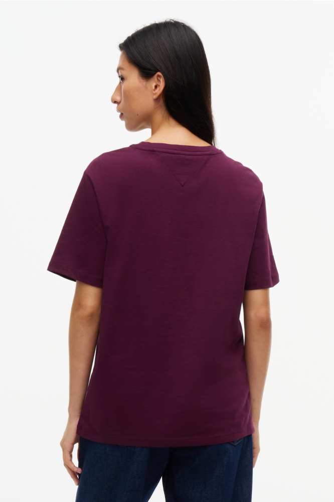 Tommy Jeans bordeaux dames t-shirt | Model achteraanzicht