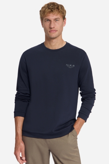 NO-EXCESS sweater INTERLOCK SWEATER MET LANGE MOUWEN 33190761 Dark Night